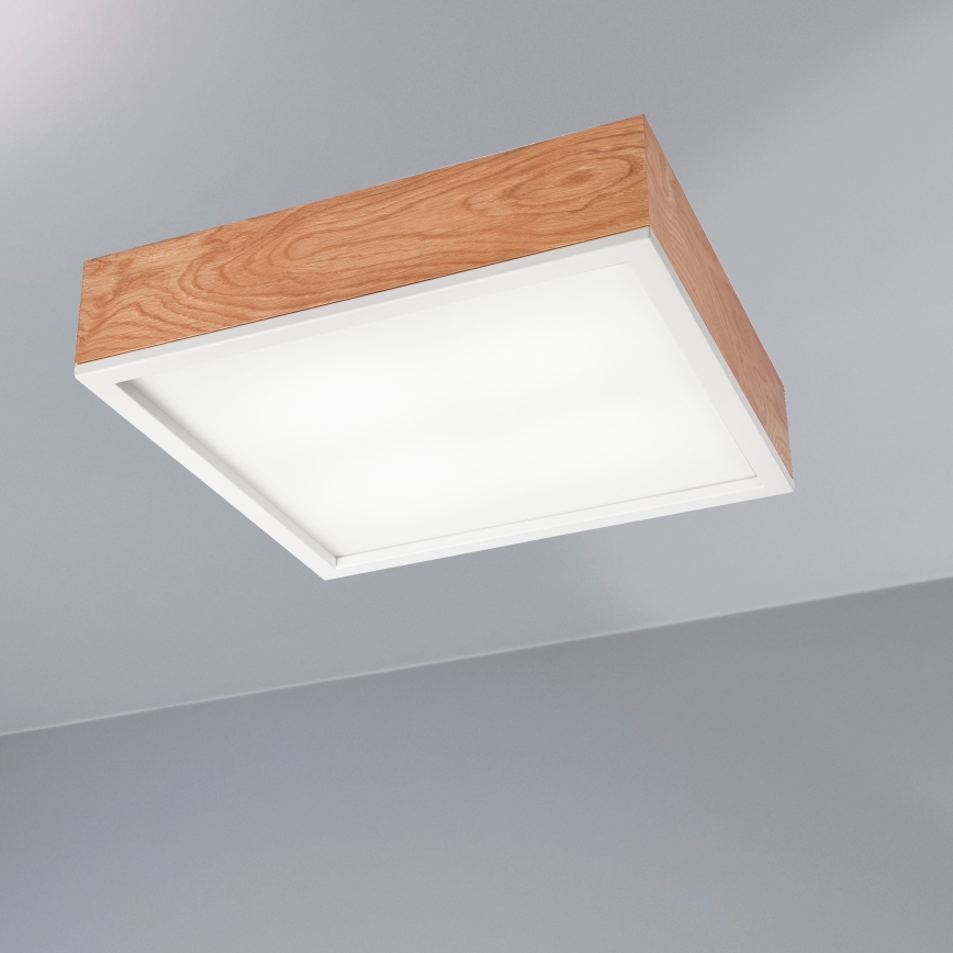 Plafonjera OAK SQUARE 4xE27/15W/230V 39x39 cm hrast/bela