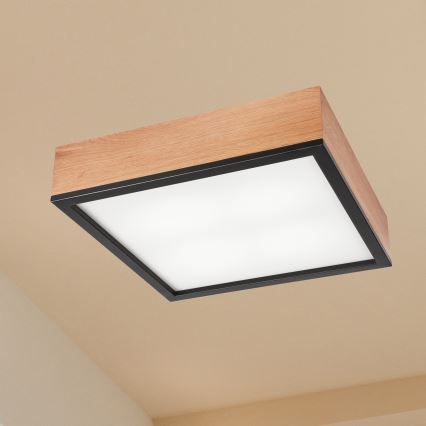 Plafonjera OAK SQUARE 4xE27/15W/230V 39x39 cm hrast/crni