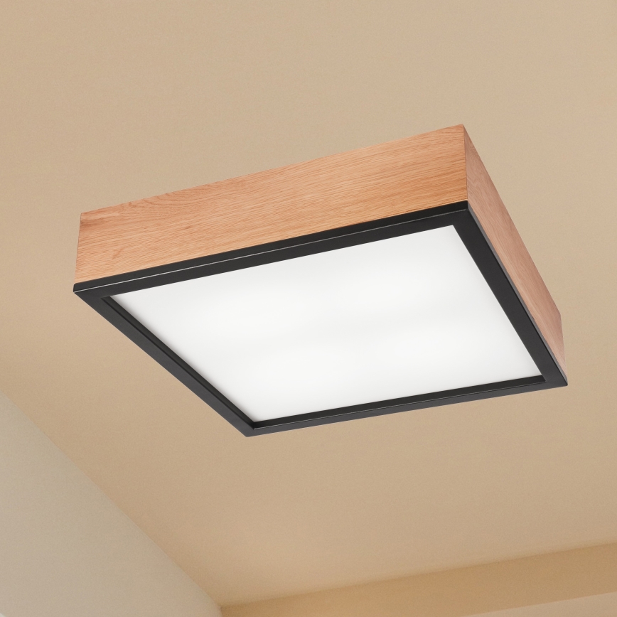 Plafonjera OAK SQUARE 4xE27/15W/230V 39x39 cm hrast/crni
