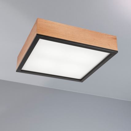 Plafonjera OAK SQUARE 4xE27/15W/230V 39x39 cm hrast/crni