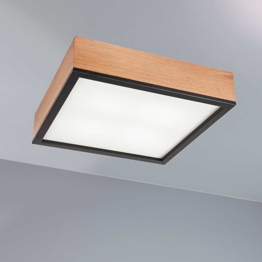 Plafonjera OAK SQUARE 4xE27/15W/230V 39x39 cm hrast/crni