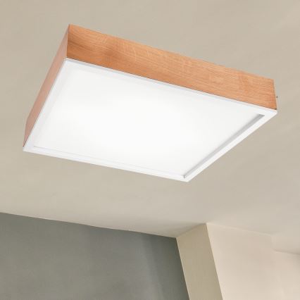 Plafonjera OAK SQUARE 4xE27/15W/230V 48x48 cm hrast/bela