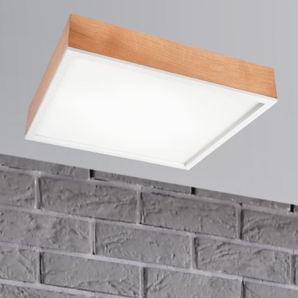 Plafonjera OAK SQUARE 4xE27/15W/230V 48x48 cm hrast/bela