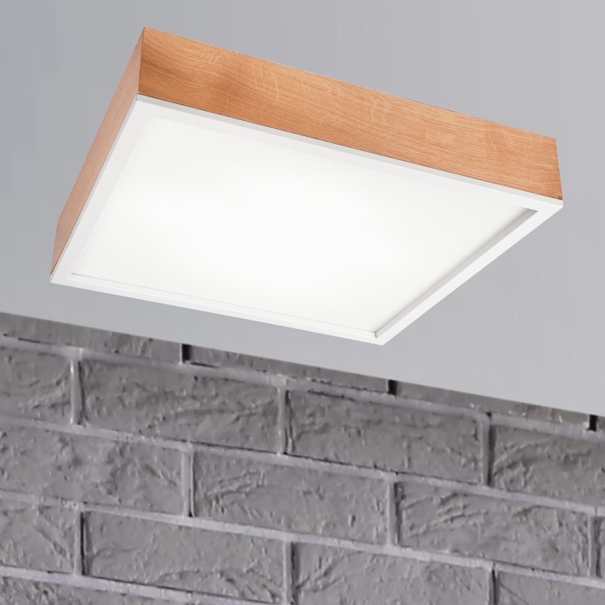 Plafonjera OAK SQUARE 4xE27/15W/230V 48x48 cm hrast/bela