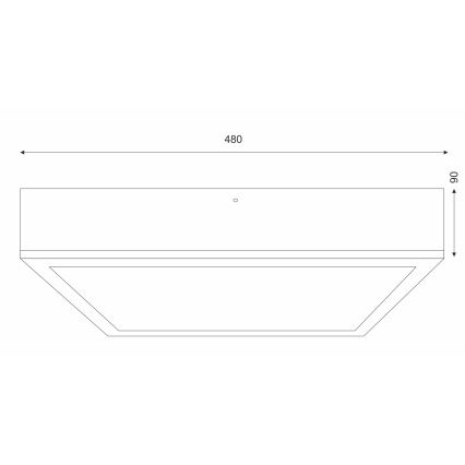 Plafonjera OAK SQUARE 4xE27/15W/230V 48x48 cm hrast/bela