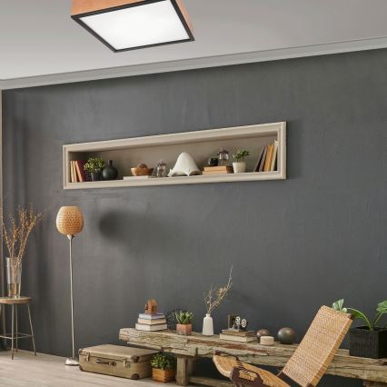Plafonjera OAK SQUARE 4xE27/15W/230V 48x48 cm hrast/crni