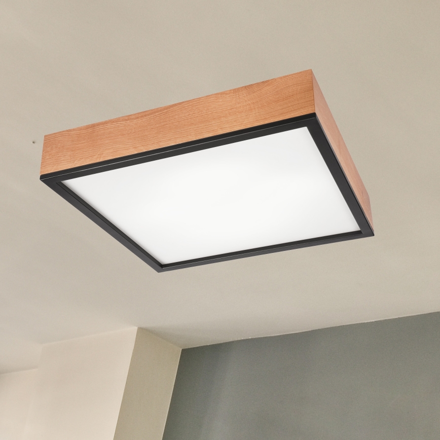 Plafonjera OAK SQUARE 4xE27/15W/230V 48x48 cm hrast/crni