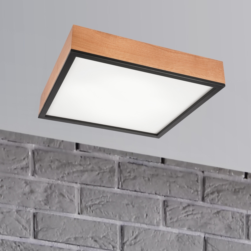 Plafonjera OAK SQUARE 4xE27/15W/230V 48x48 cm hrast/crni