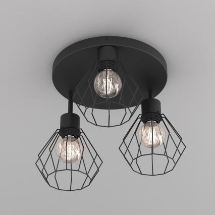 Plafonjera PARKLA 3xE27/15W/230V crni