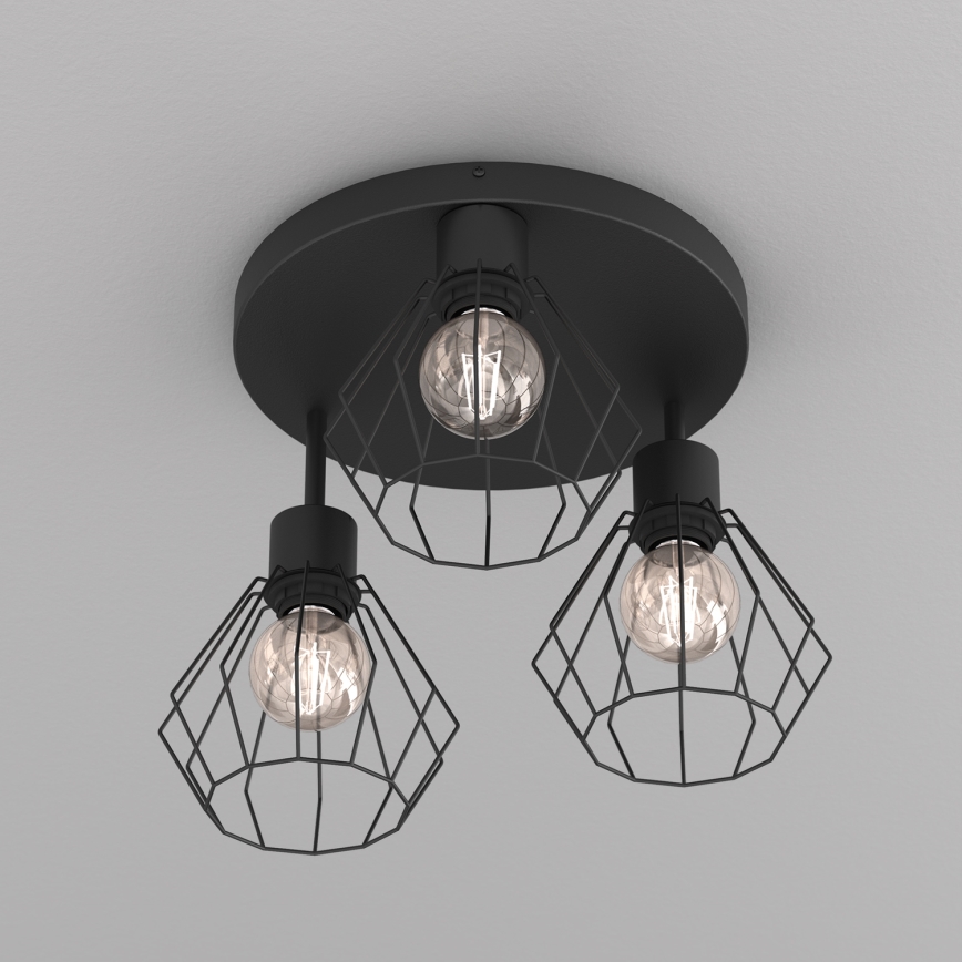 Plafonjera PARKLA 3xE27/15W/230V crni