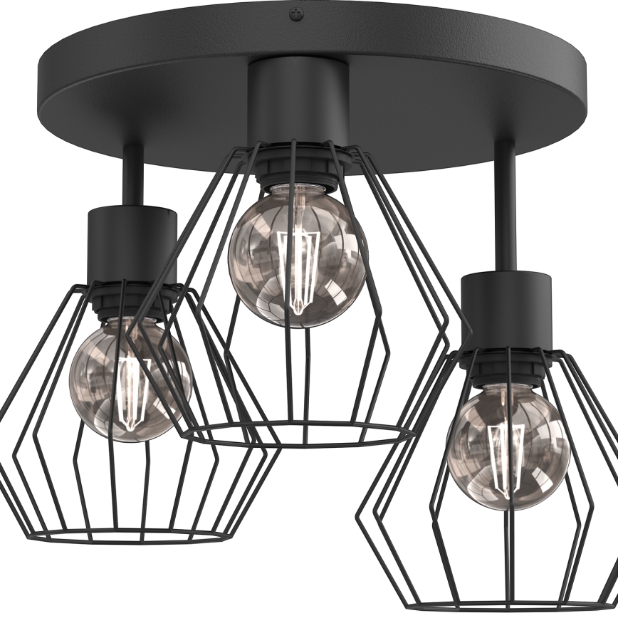 Plafonjera PARKLA 3xE27/15W/230V crni