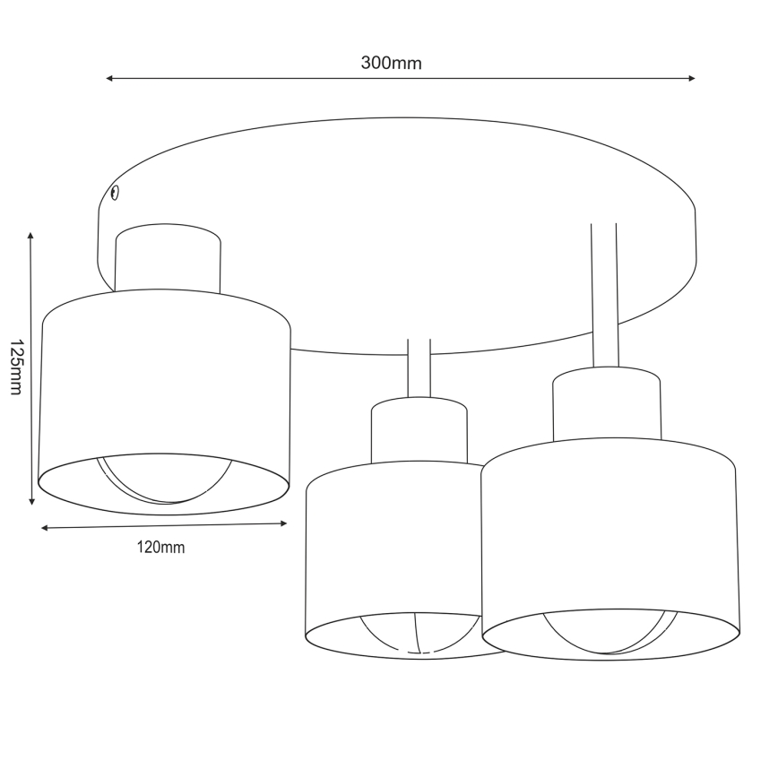 Plafonjera PARKLA 3xE27/15W/230V crni
