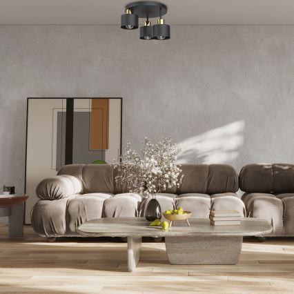 Plafonjera PARKLA 3xE27/15W/230V crni/zl.