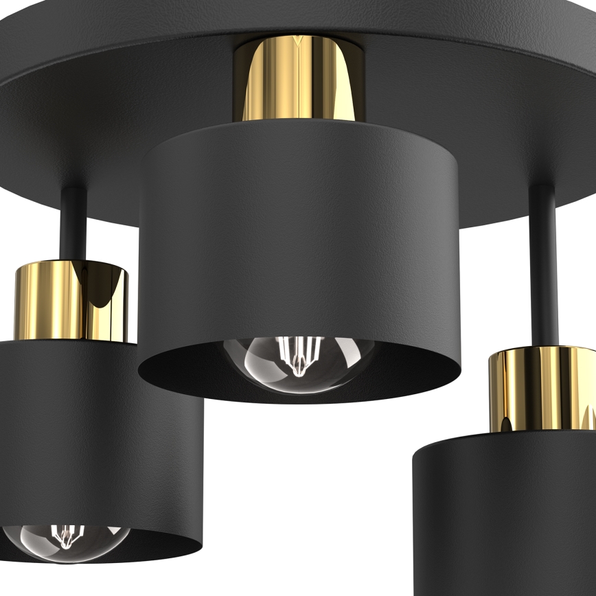 Plafonjera PARKLA 3xE27/15W/230V crni/zl.