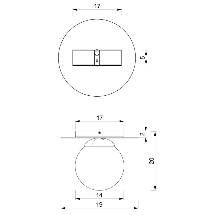 Plafonjera PLATO 1xE14/40W/230V pr. 19 cm