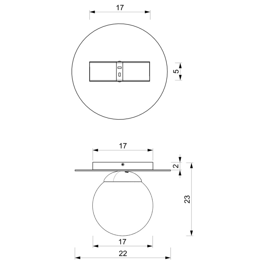 Plafonjera PLATO 1xE14/40W/230V pr. 22 cm