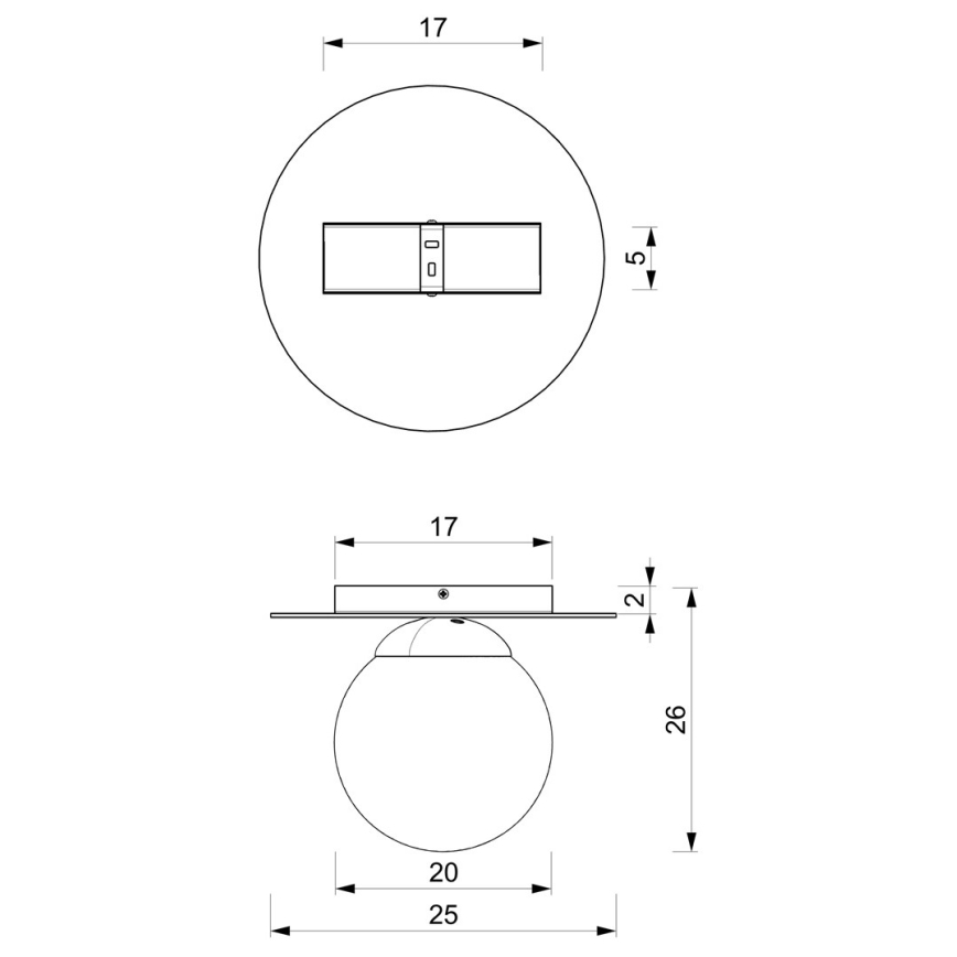 Plafonjera PLATO 1xE14/40W/230V pr. 25 cm