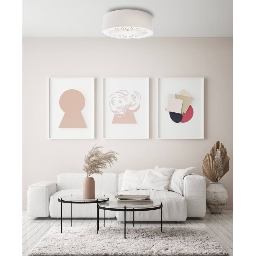 Plafonjera RAYS 2xE27/60W/230V pr. 60 cm bela