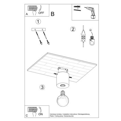 Plafonjera SALGADO 1xE27/60W/230V beton