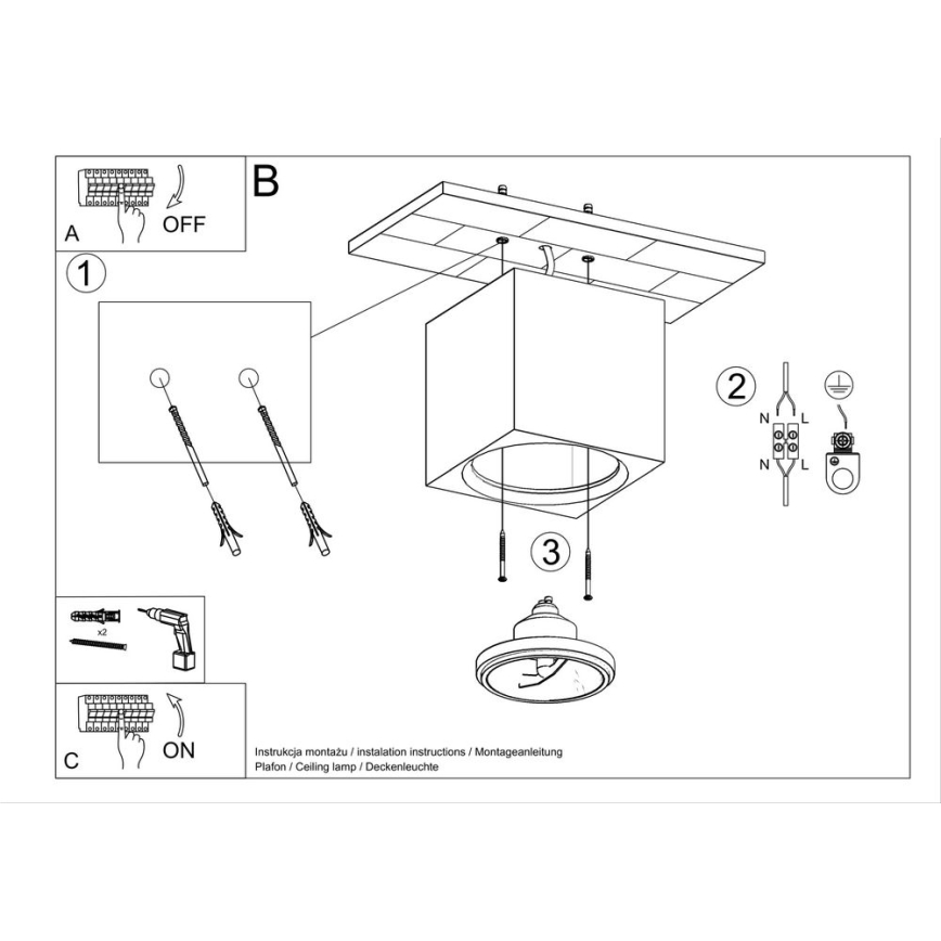 Plafonjera SEIDA 1xGU10/40W/230V