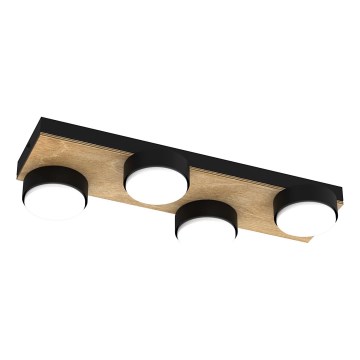 Plafonjera SEMA 4xGX53/15W/230V crni/braon/hrast
