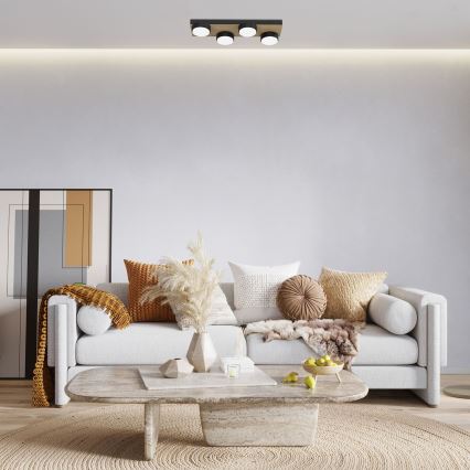 Plafonjera SEMA 4xGX53/15W/230V crni/braon/hrast