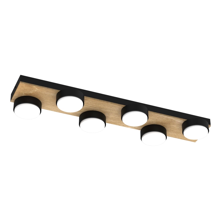 Plafonjera SEMA 6xGX53/15W/230V crni/braon/hrast