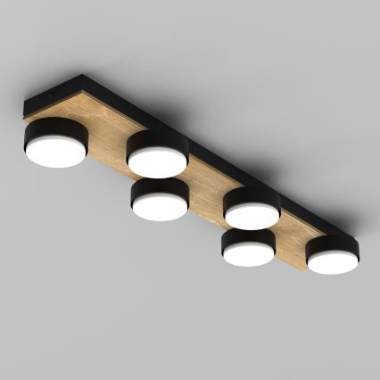 Plafonjera SEMA 6xGX53/15W/230V crni/braon/hrast