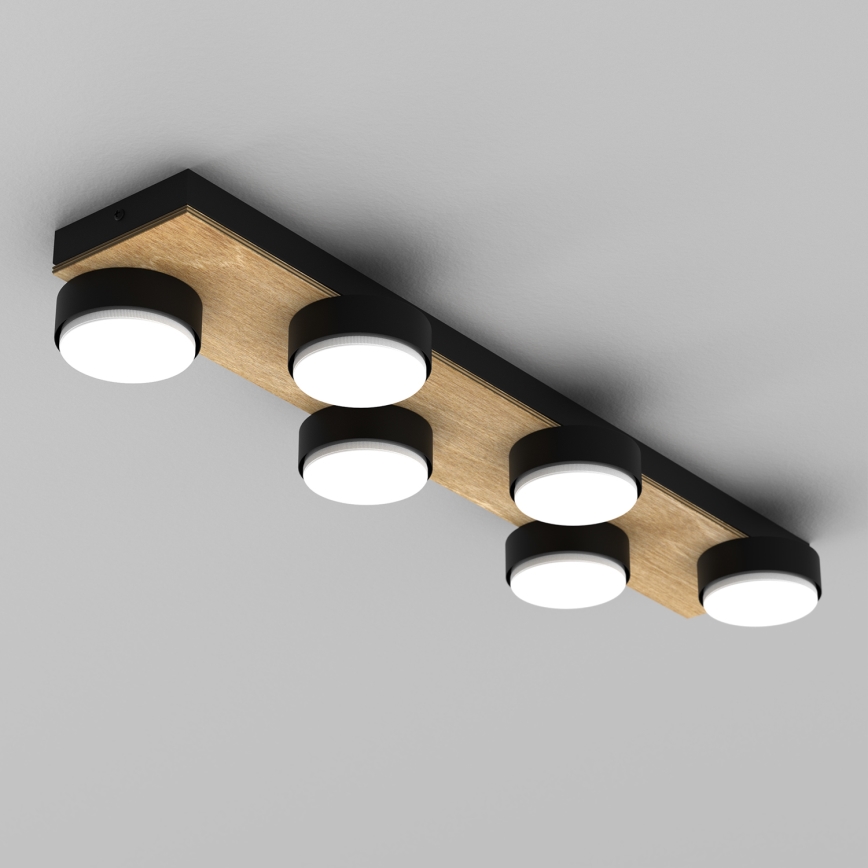 Plafonjera SEMA 6xGX53/15W/230V crni/braon/hrast