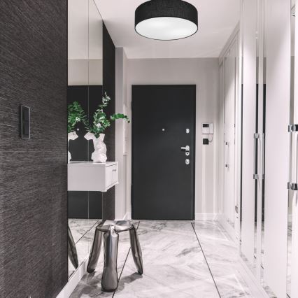 Plafonjera SIRJA DOUBLE 4xE27/15W/230V pr. 45 cm crni