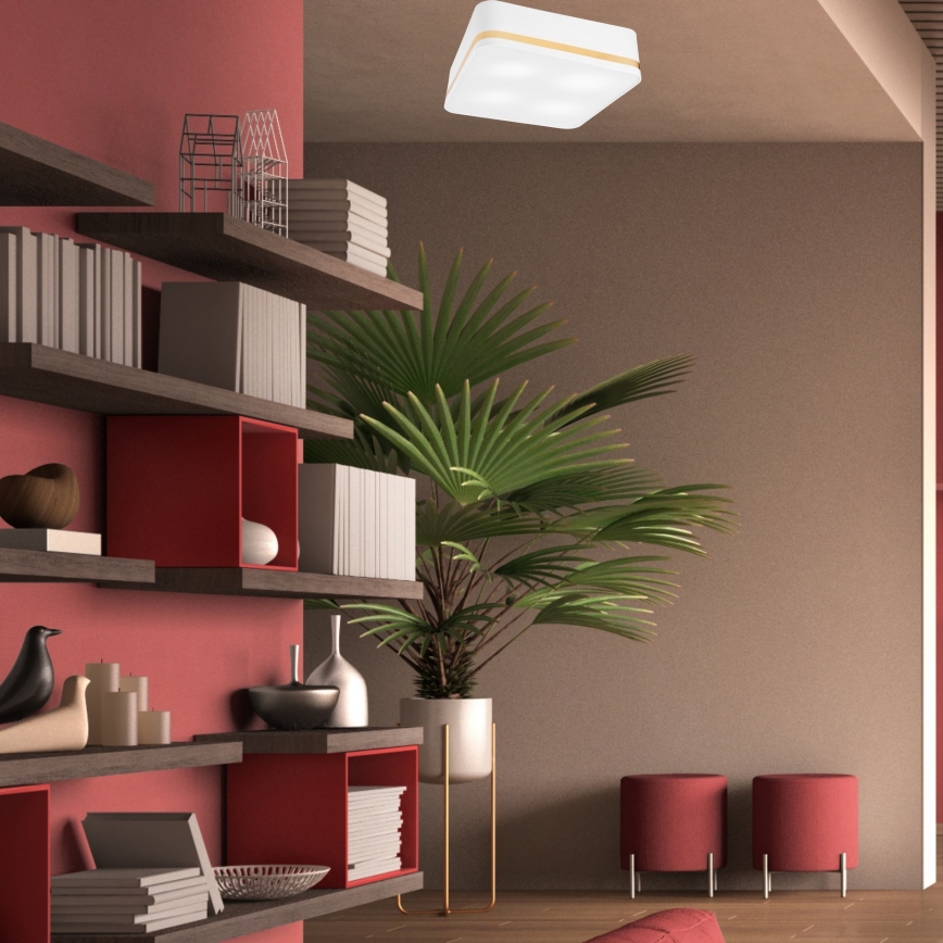 Plafonjera SIRJA SQUARE 4xE27/60W/230V 45x45 cm bela