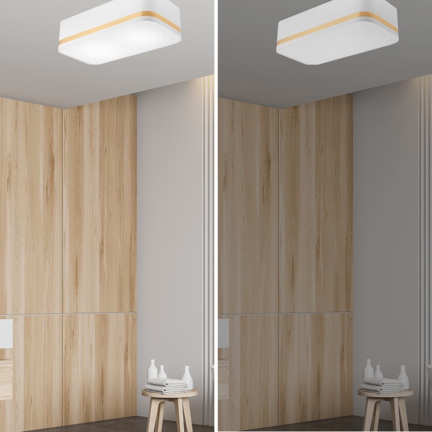 Plafonjera SIRJA SQUARE STRIPE 2xE27/15W/230V bela/zl.