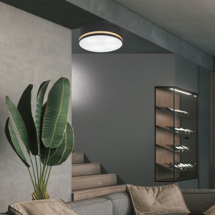 Plafonjera SIRJA STRIPE 4xE27/15W/230V pr. 45 cm crni