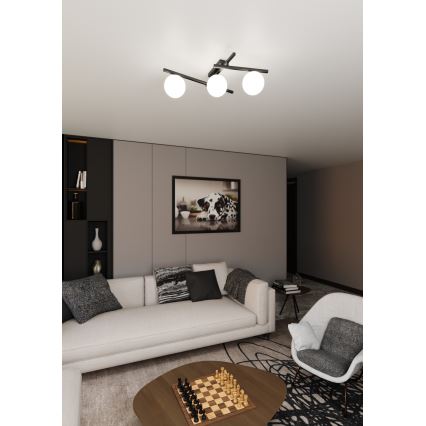 Plafonjera SMART 3xE14/10W/230V crni/bela