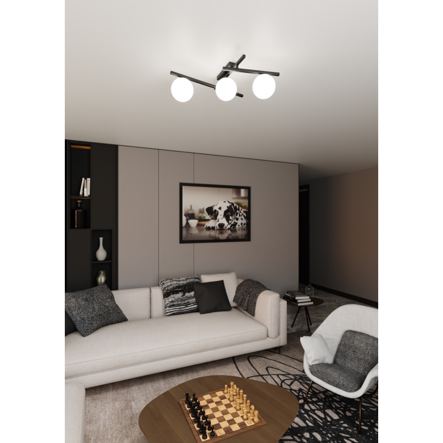 Plafonjera SMART 3xE14/10W/230V crni/bela