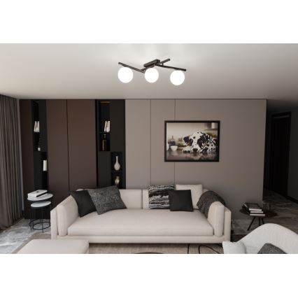 Plafonjera SMART 3xE14/10W/230V crni/bela