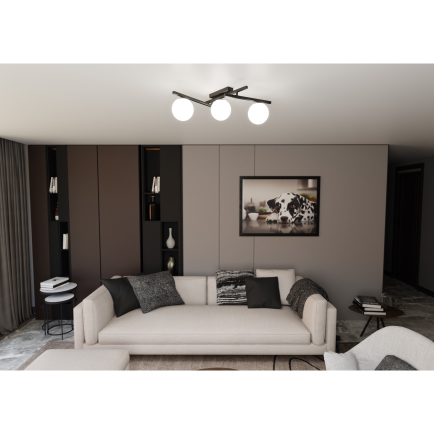 Plafonjera SMART 3xE14/10W/230V crni/bela