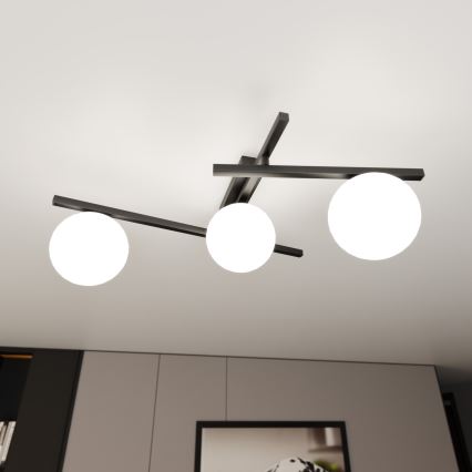 Plafonjera SMART 3xE14/10W/230V crni/bela