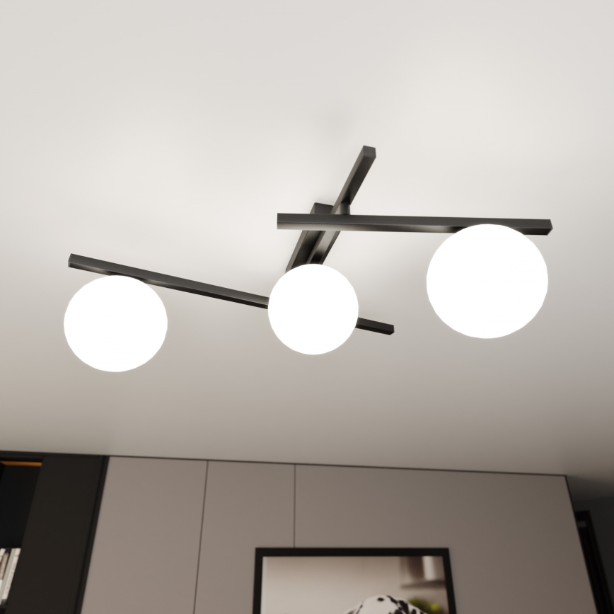 Plafonjera SMART 3xE14/10W/230V crni/bela