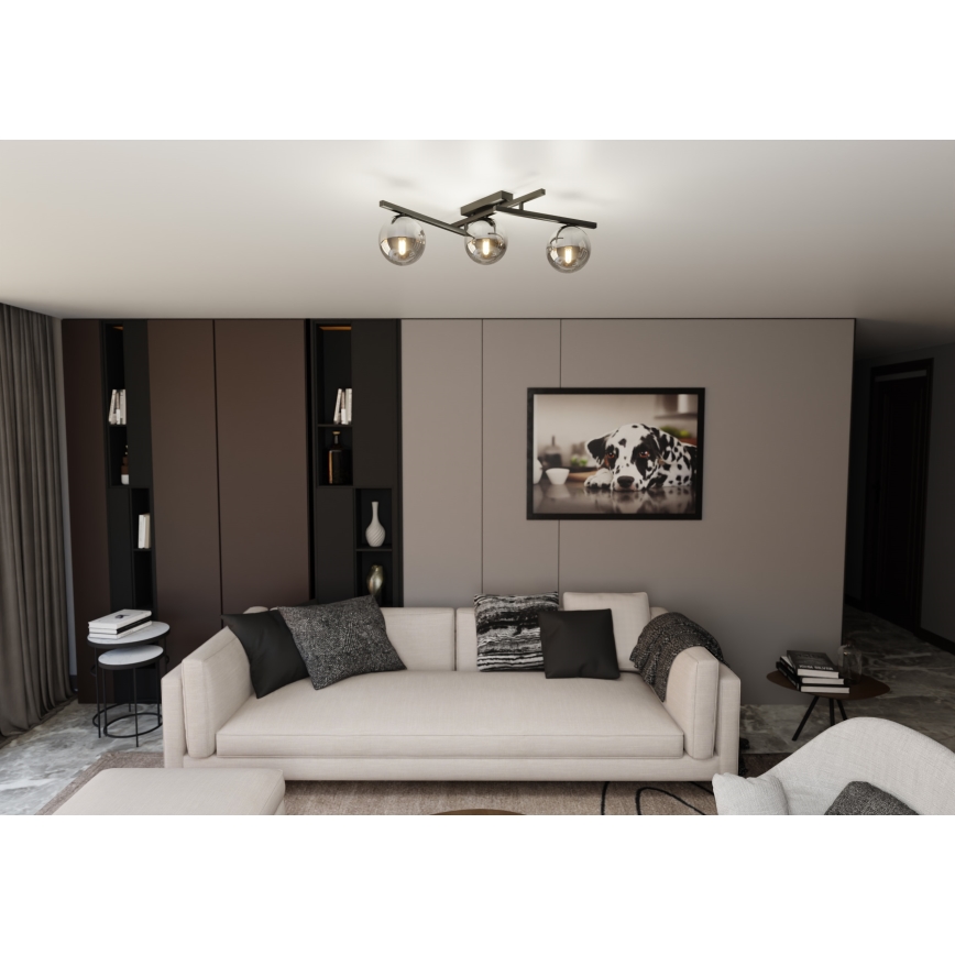 Plafonjera SMART 3xE14/10W/230V crni/siv