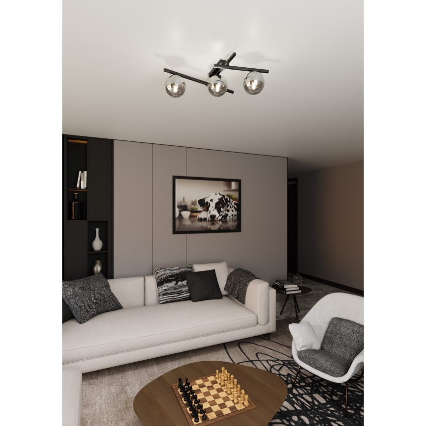 Plafonjera SMART 3xE14/10W/230V crni/siv