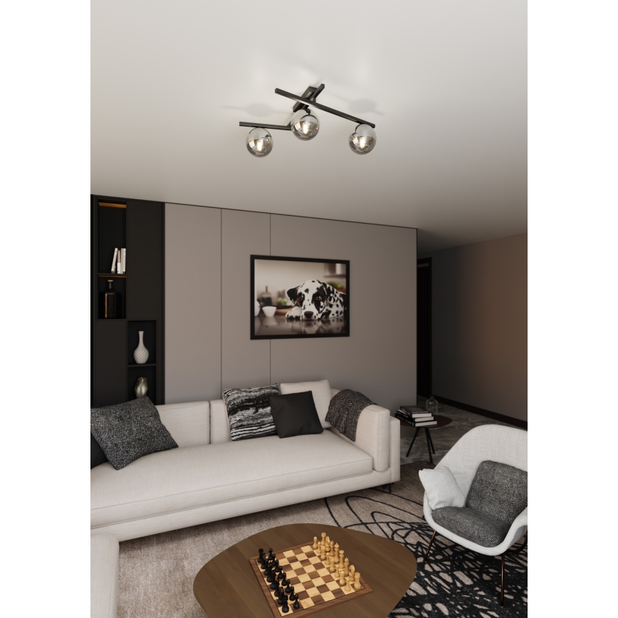 Plafonjera SMART 3xE14/10W/230V crni/siv