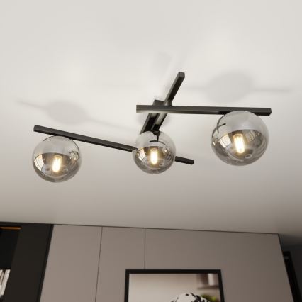 Plafonjera SMART 3xE14/10W/230V crni/siv
