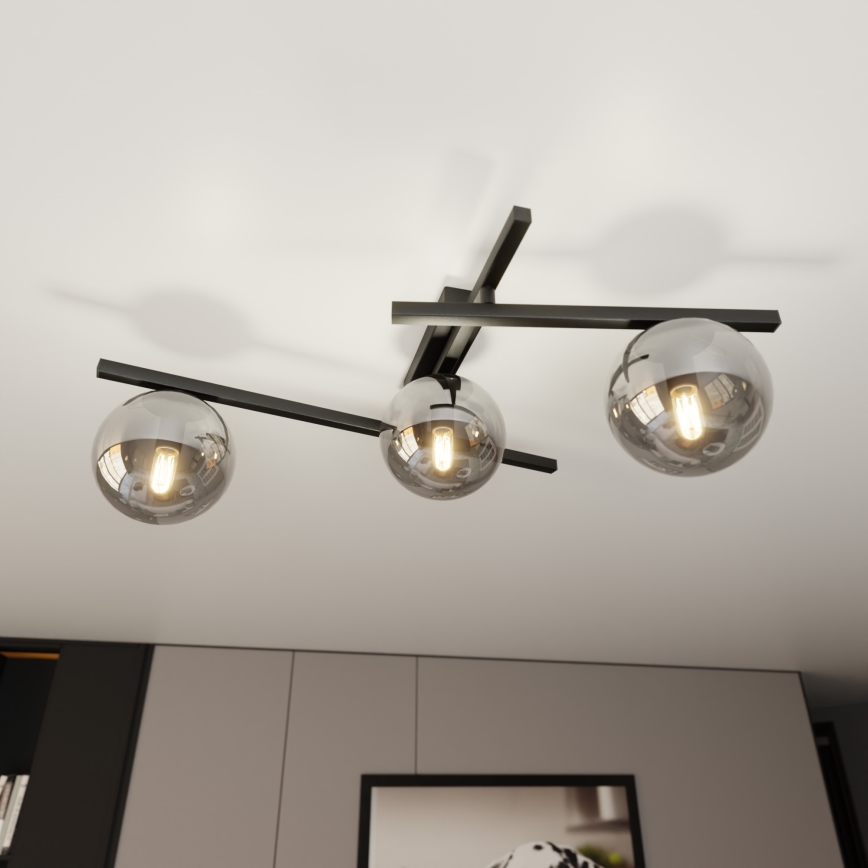 Plafonjera SMART 3xE14/10W/230V crni/siv