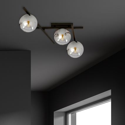 Plafonjera SMART 3xE14/10W/230V crni/siv