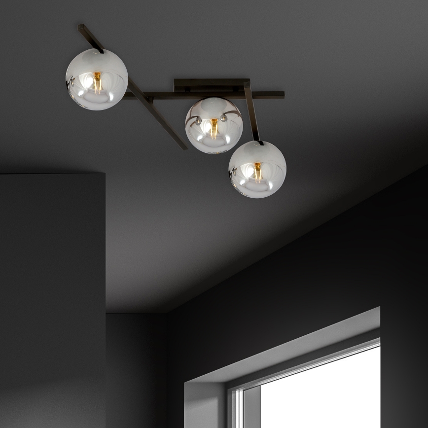 Plafonjera SMART 3xE14/10W/230V crni/siv