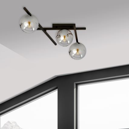 Plafonjera SMART 3xE14/10W/230V crni/siv