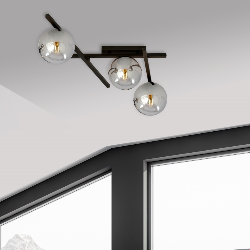 Plafonjera SMART 3xE14/10W/230V crni/siv