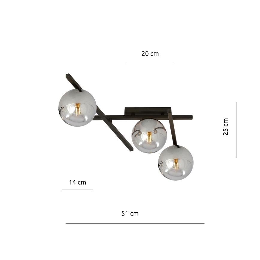 Plafonjera SMART 3xE14/10W/230V crni/siv