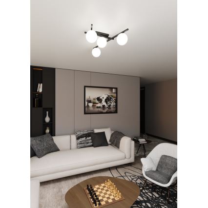 Plafonjera SMART 4xE14/10W/230V crni/bela